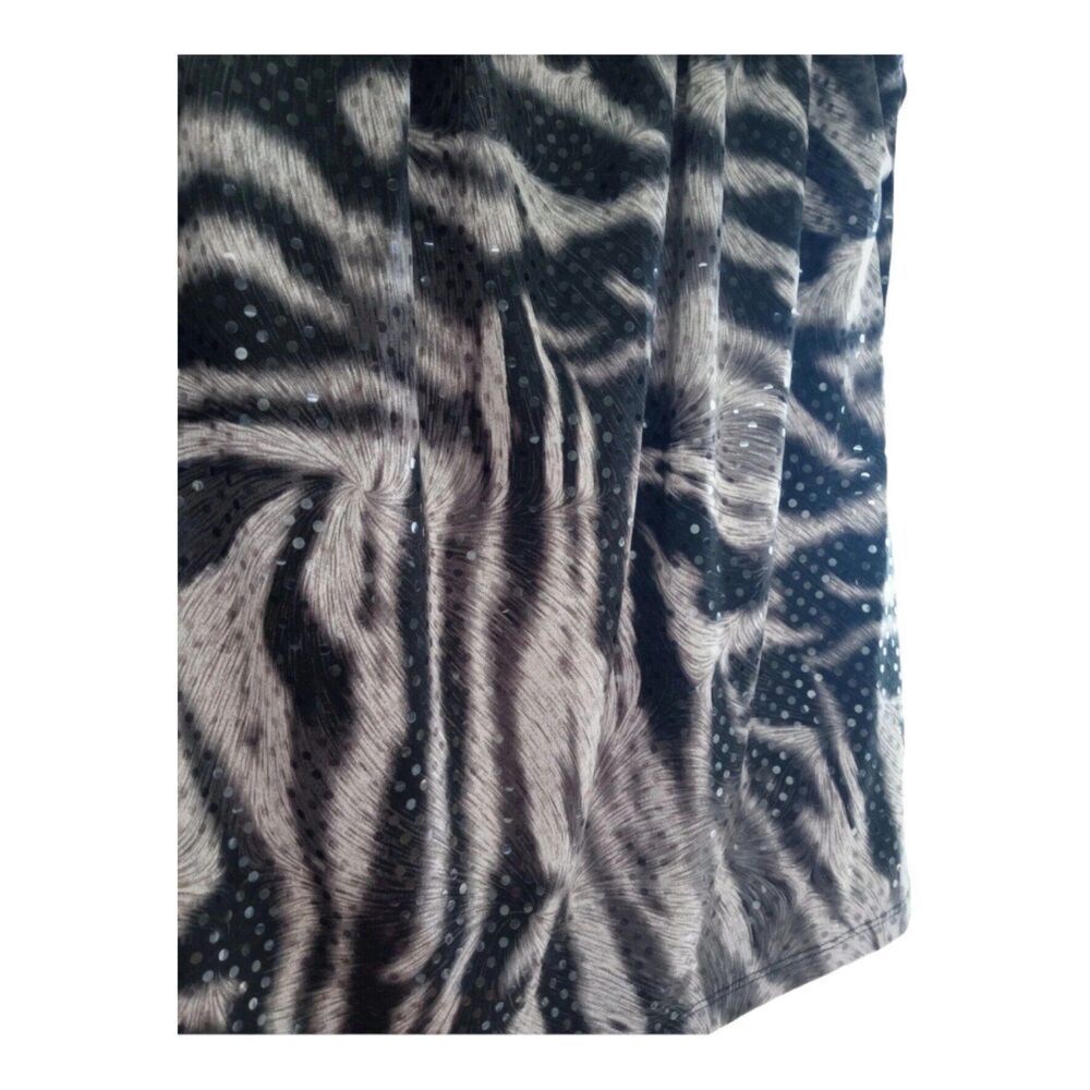 Alfani Shimmer Sparkle Zebra Print Draped Front Sleeveless Party Blouse M Tank - Picture 8 of 11